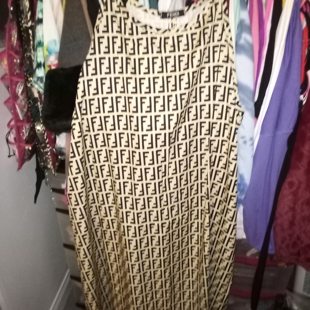 Beige and Black Women's Dress